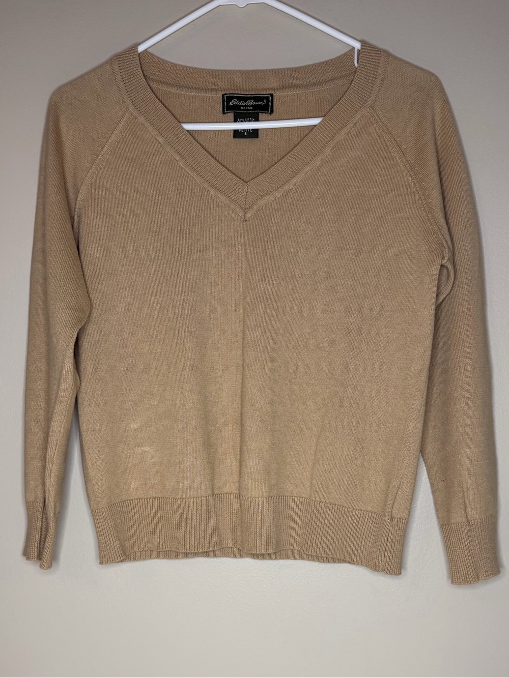 Eddie Bauer Tan V-Neck Sweater
